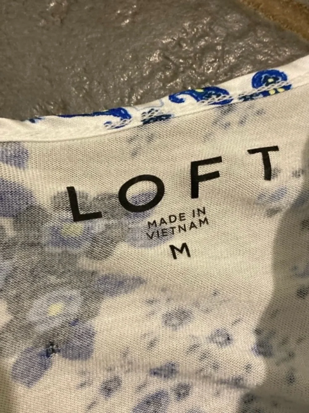 LOFT Floral Mixed Media Ruffle Sleeve Top Size M